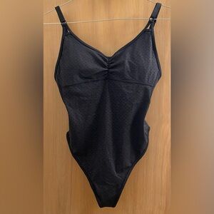 Lululemon The Easy Bodysuit [Sz 4] | Monochromic Black Emboss